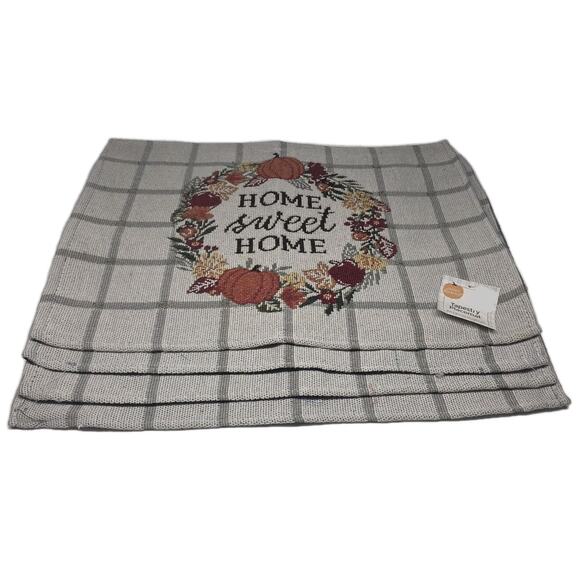 Set of 4 HOME SWEET HOME Autumn Placemats Thanksgiving Pumpkins Tapestry Style - Picture 2 of 2